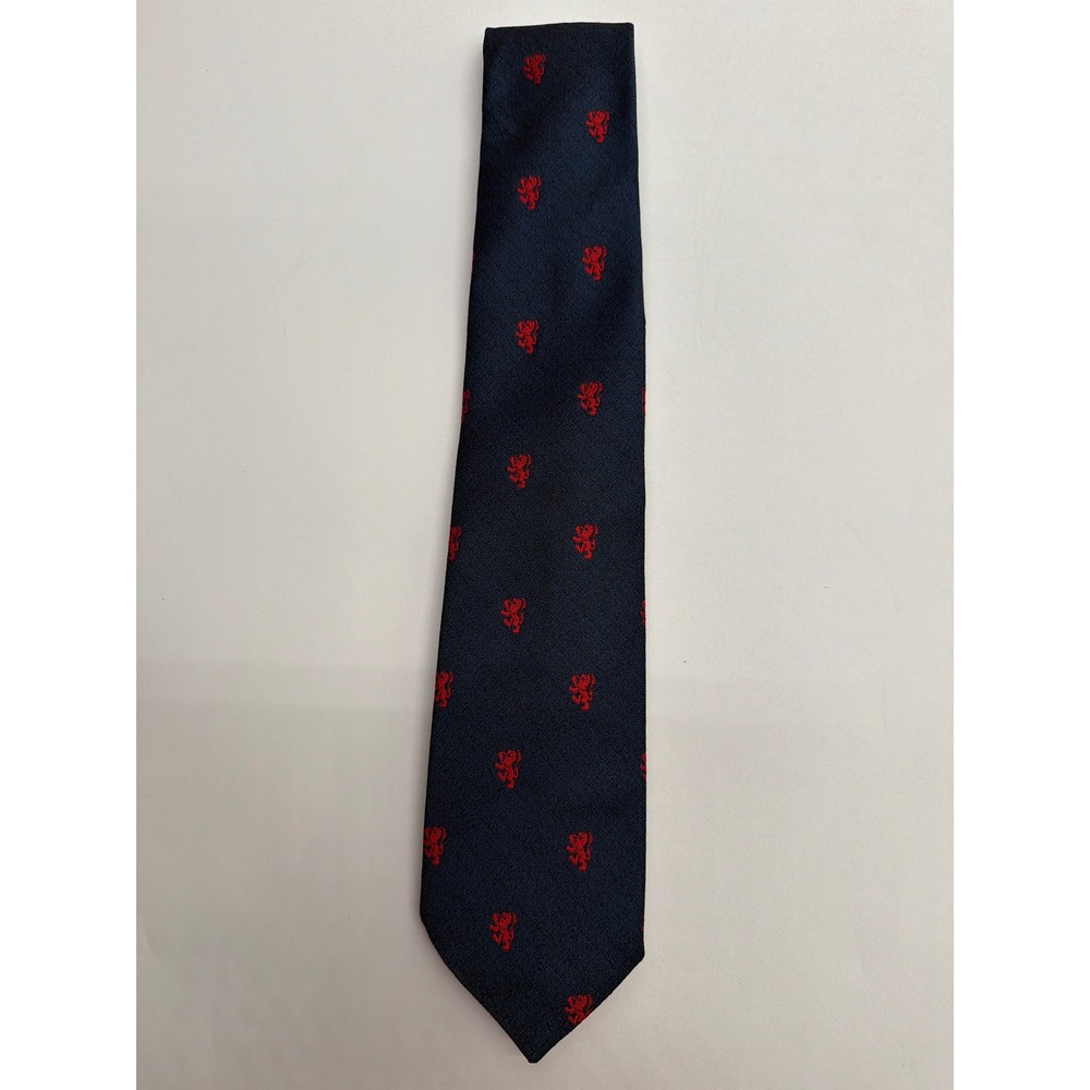 Ingles Buchan Scotland Navy Blue Red Lion Rampant Terylene Polyester Necktie